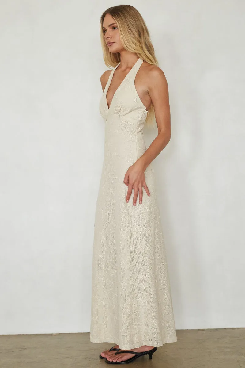 Savvy Halter Knit Maxi Dress winter layer