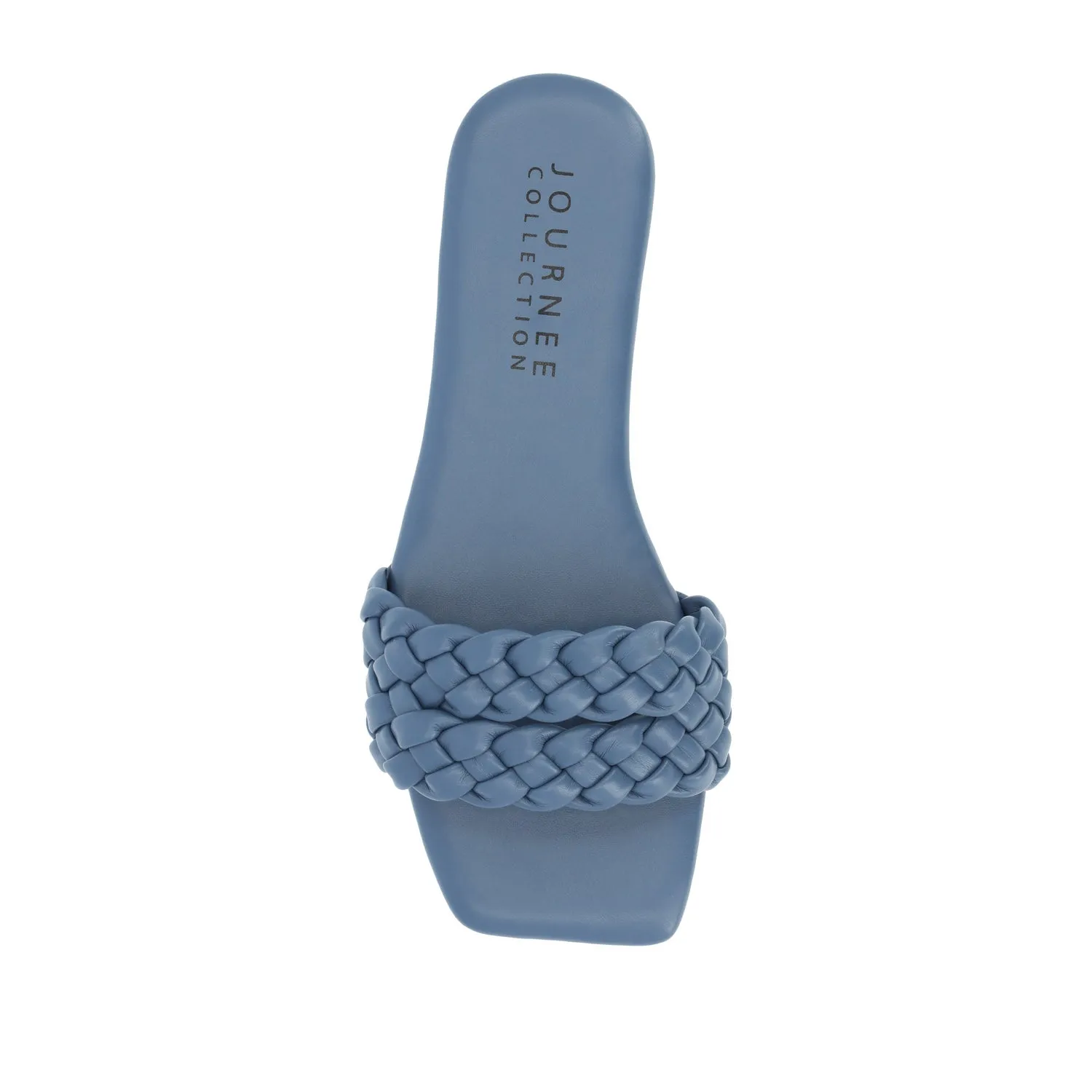 SAWYERR FAUX LEATHER SLIDE SANDALS IN WIDE day break