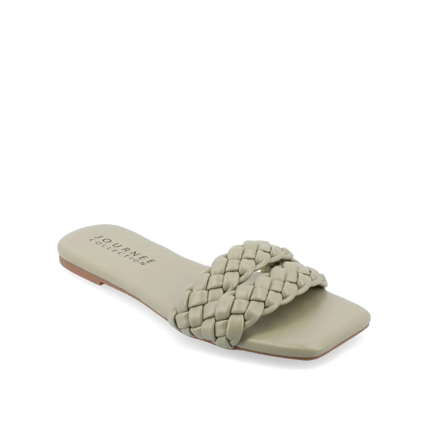 SAWYERR FAUX LEATHER SLIDE SANDALS IN WIDE day break