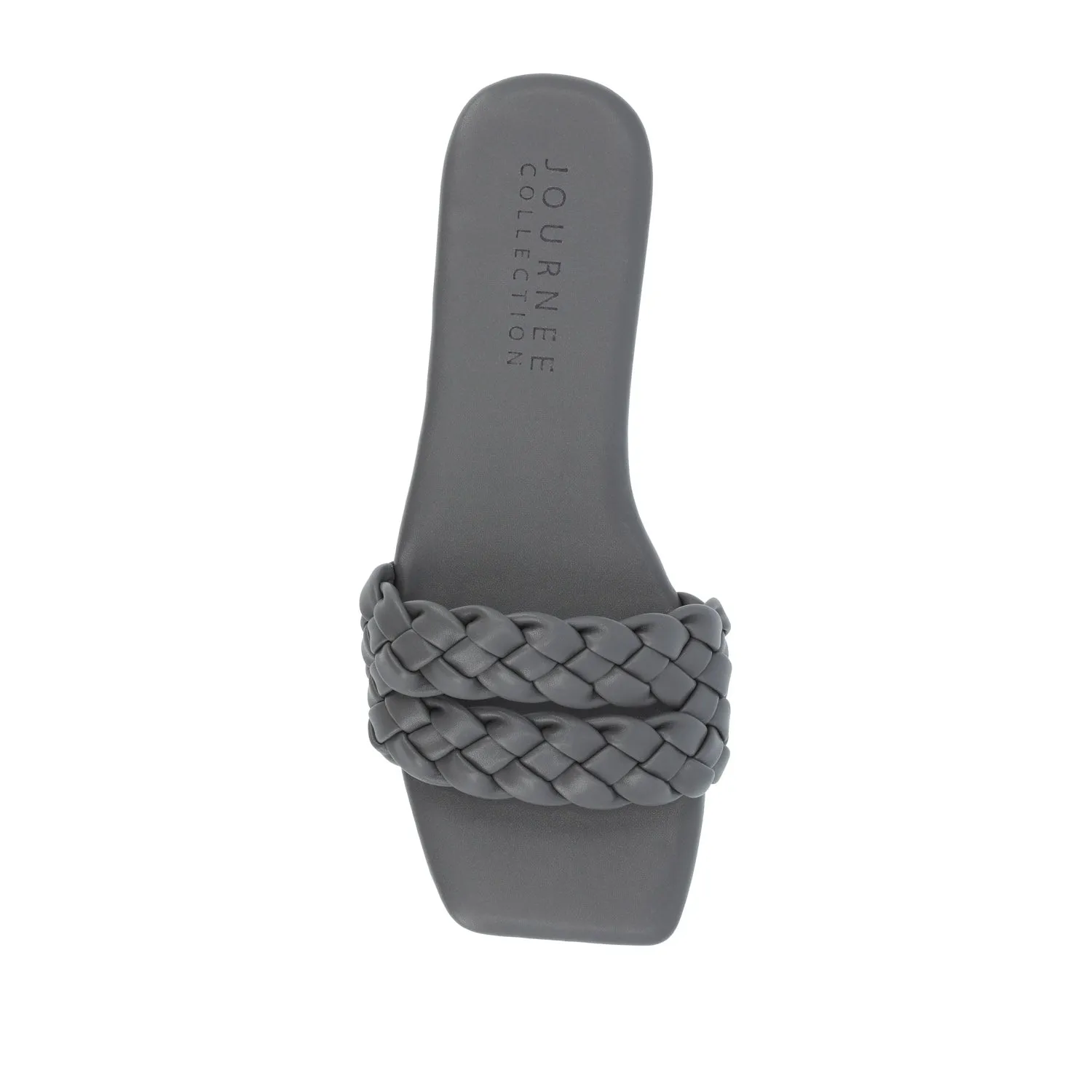 SAWYERR FAUX LEATHER SLIDE SANDALS IN WIDE day break