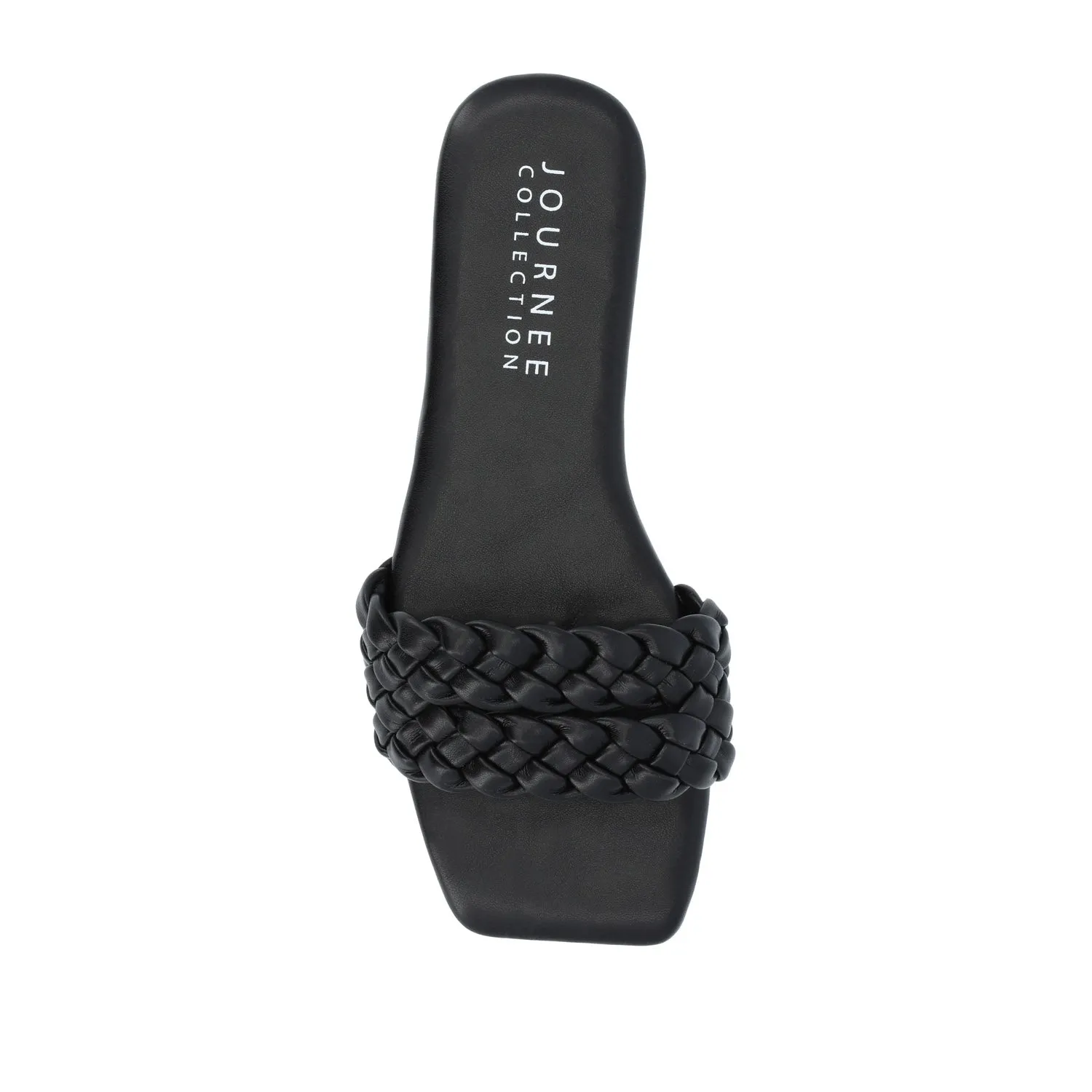 SAWYERR FAUX LEATHER SLIDE SANDALS IN WIDE day break
