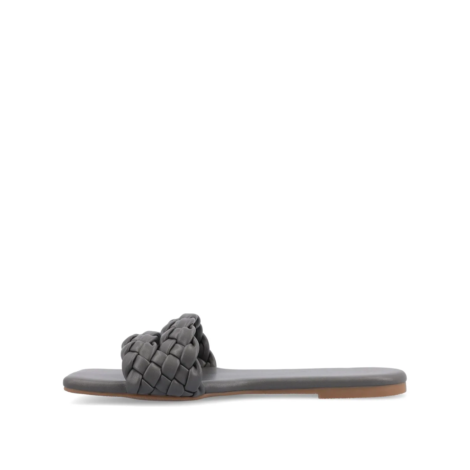 SAWYERR SLIDE SANDALS IN FAUX LEATHER buckle snap