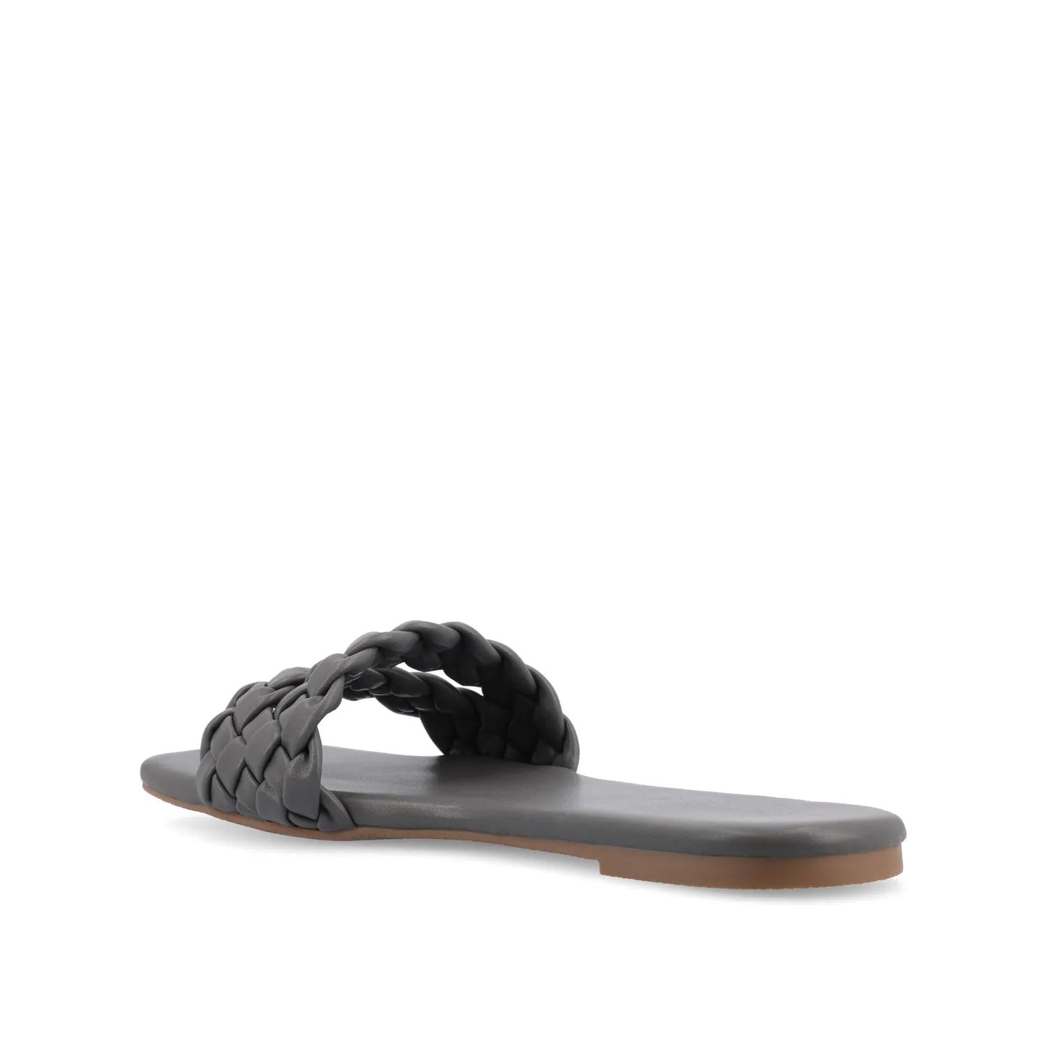 SAWYERR SLIDE SANDALS IN FAUX LEATHER buckle snap