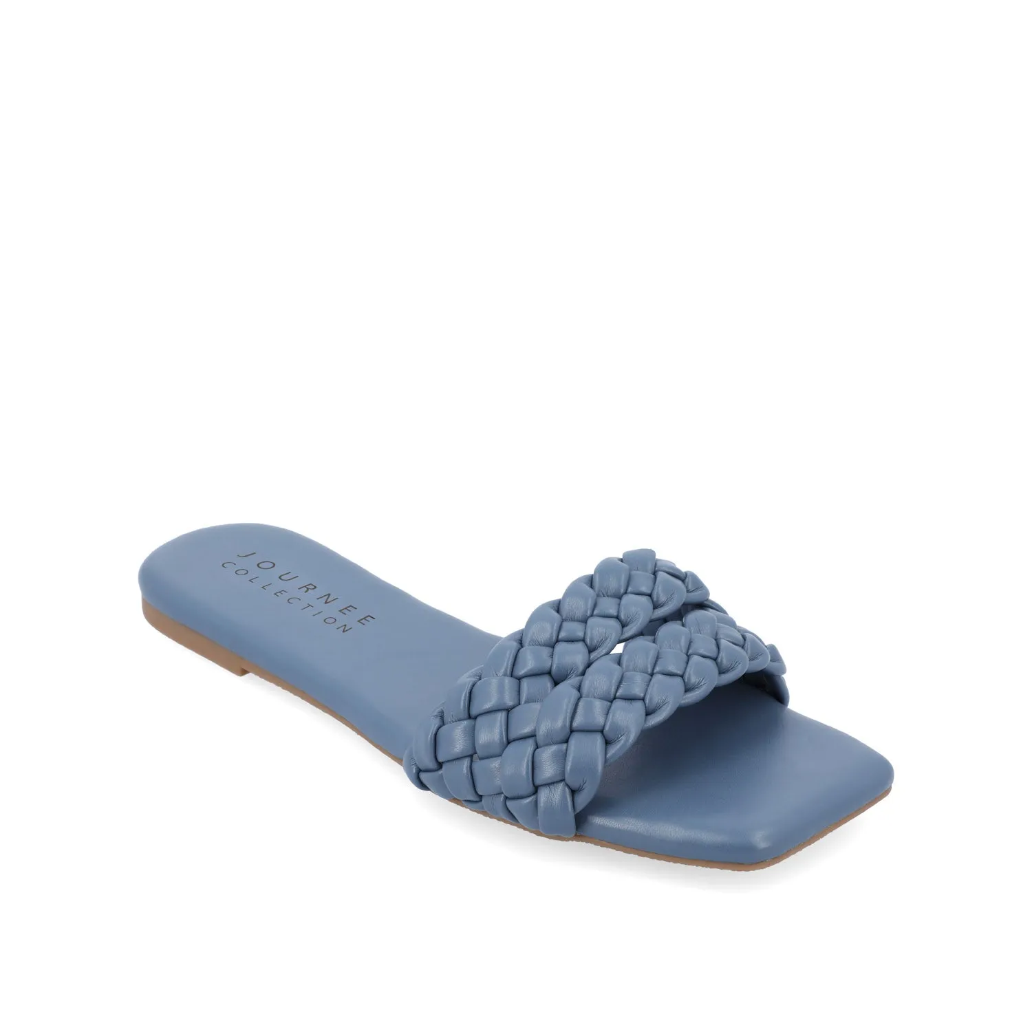 SAWYERR SLIDE SANDALS IN FAUX LEATHER buckle snap