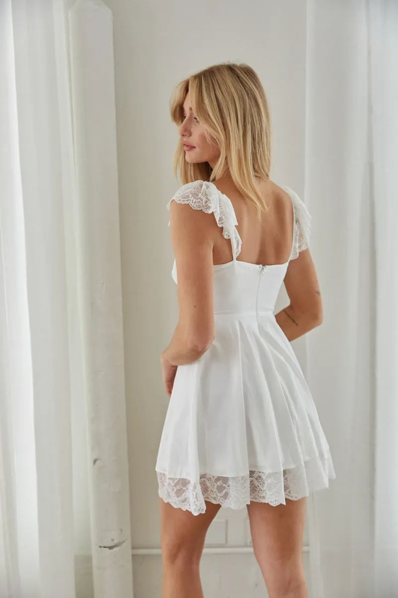 Scarlett Lace Trim Flutter Strap Babydoll Mini Dress city vibe