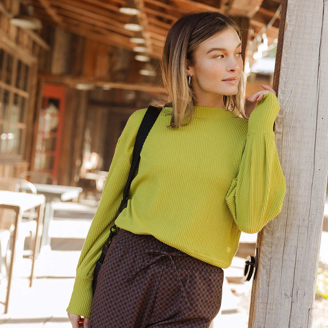 Serena Ribbed Top, Chartreuse japan neat