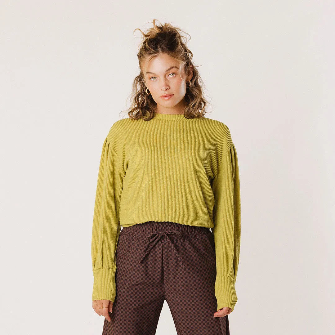Serena Ribbed Top, Chartreuse japan neat