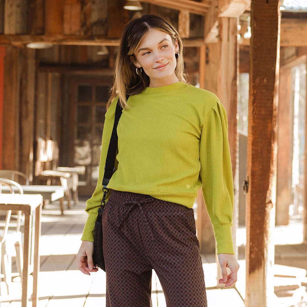 Serena Ribbed Top, Chartreuse japan neat