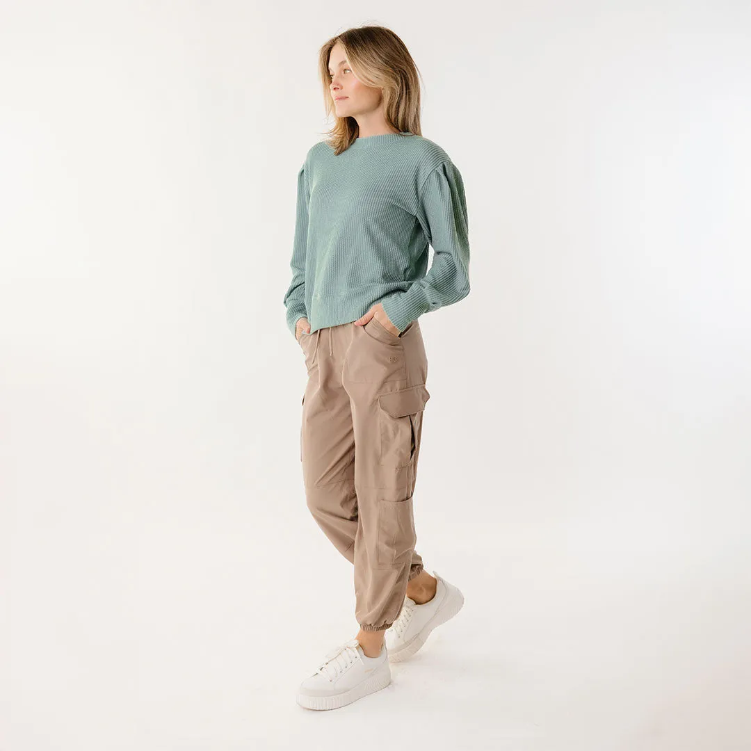 Serena Ribbed Top, Deep Spa shade block