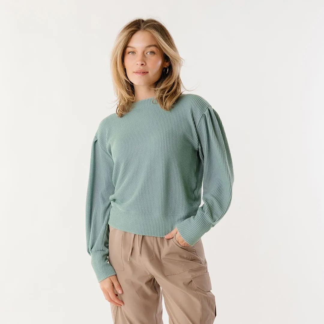 Serena Ribbed Top, Deep Spa shade block