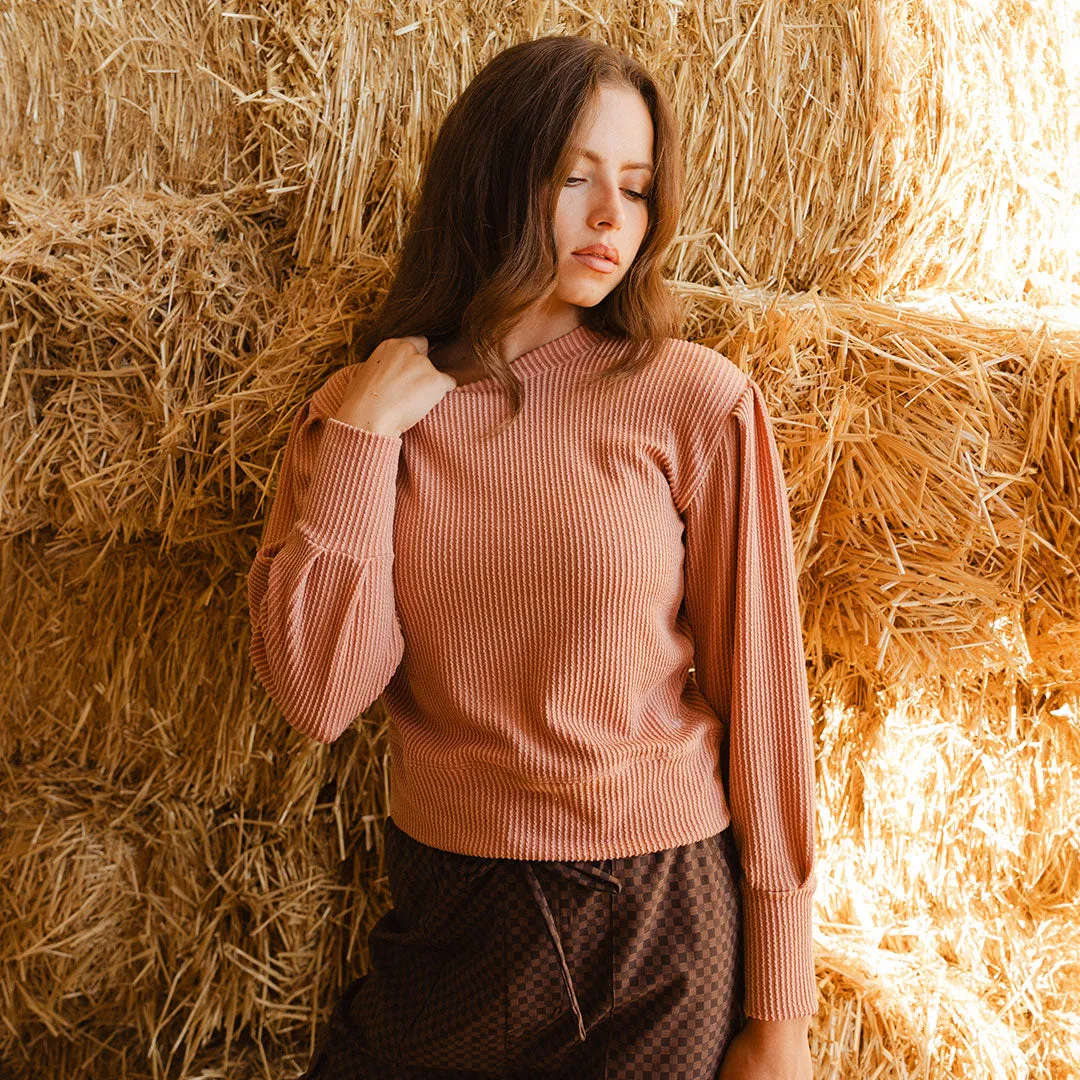 Serena Ribbed Top, Dusty Rose light nap