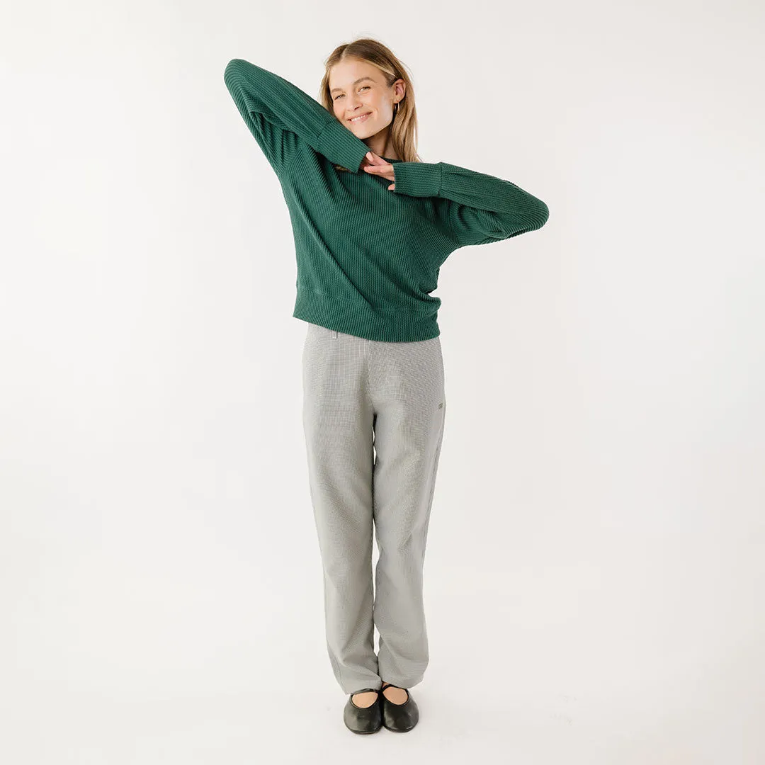 Serena Ribbed Top, Hunter Green early walk