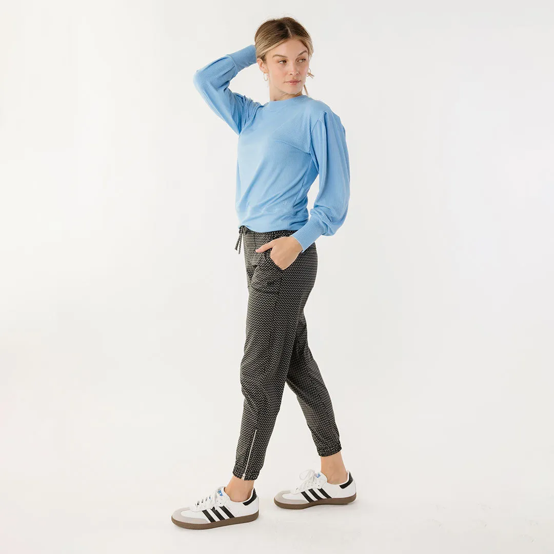 Serena Top, Bright Blue Rib drop arm