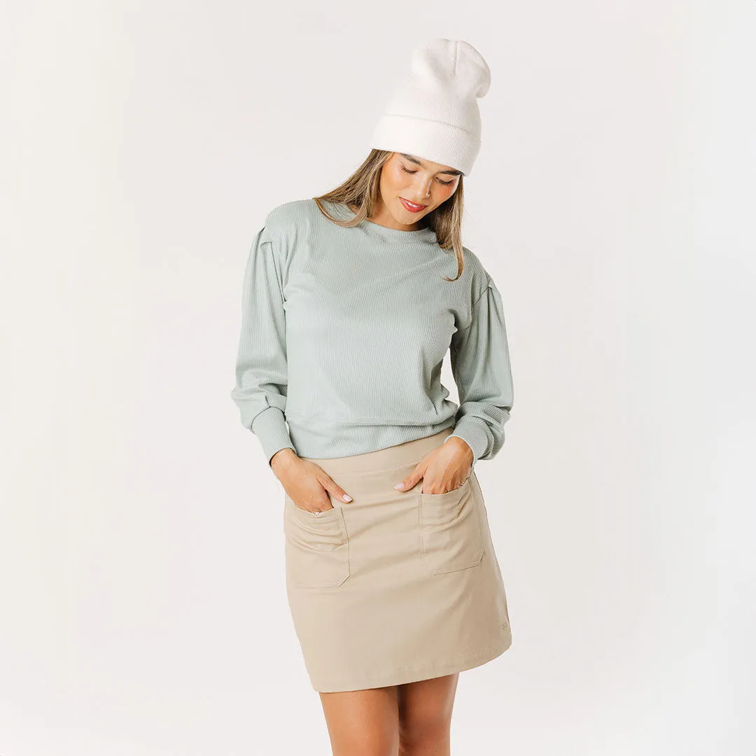 Serena Top, Sage bone white