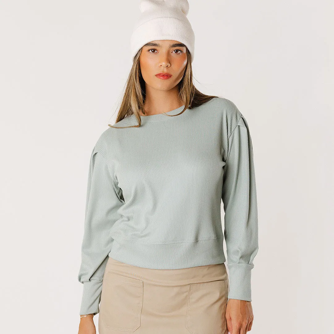 Serena Top, Sage bone white