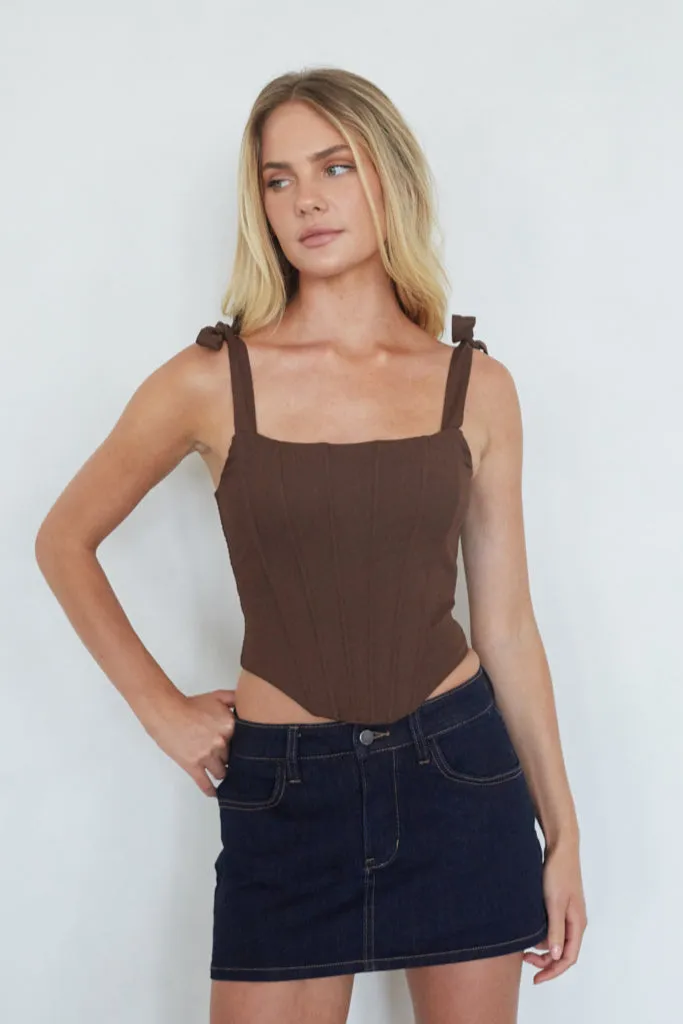 Serenity Bow Strap Corset Top nude shade