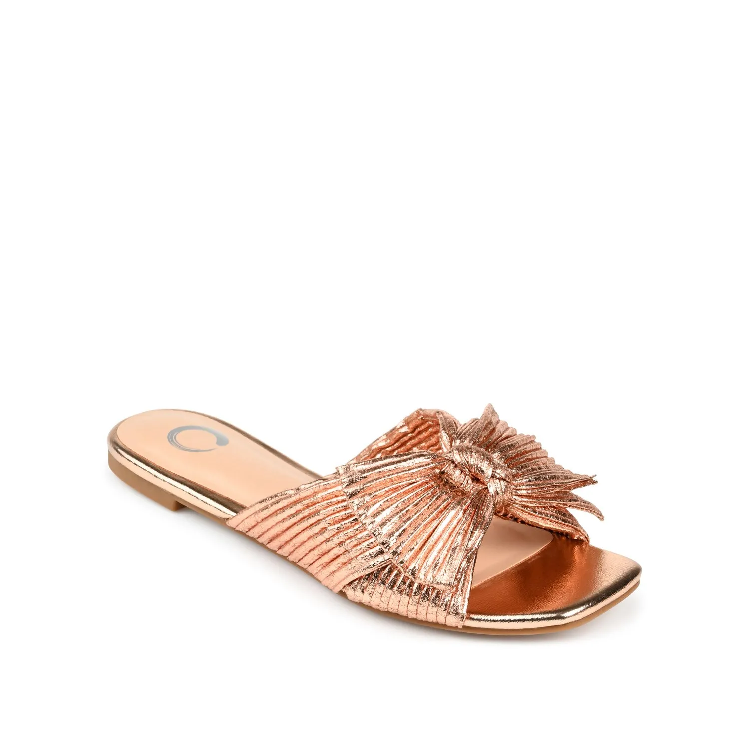 SERLINA PLEATED SLIDE SANDALS IN FOIL camping day
