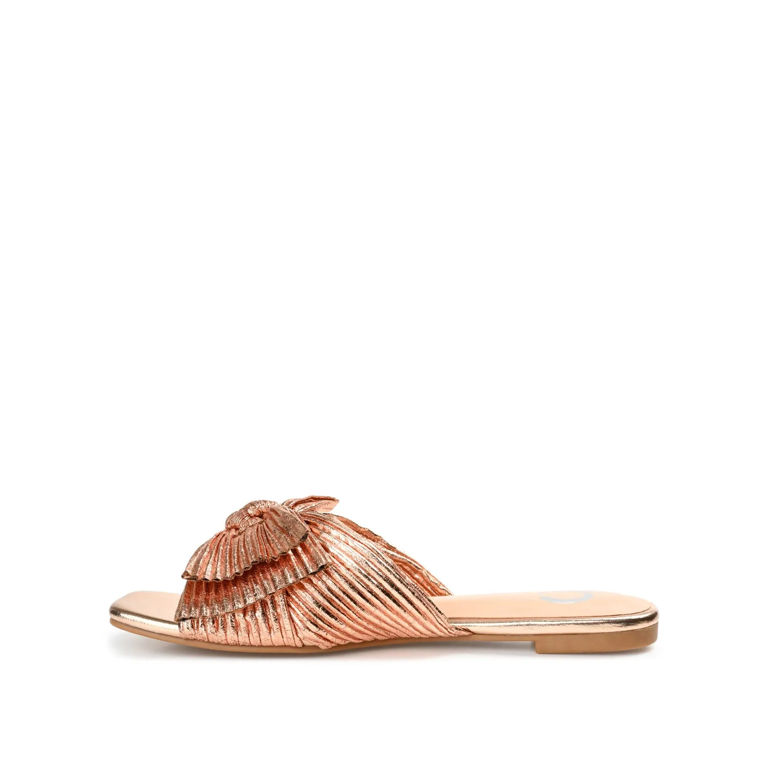 SERLINA PLEATED SLIDE SANDALS IN FOIL camping day