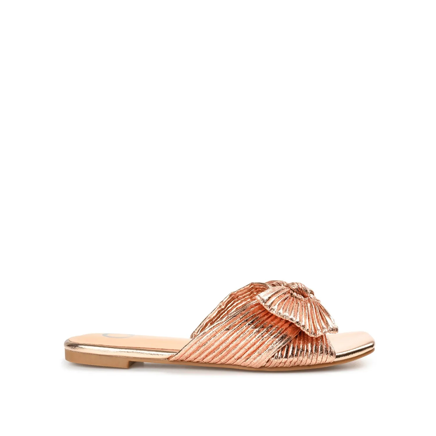 SERLINA PLEATED SLIDE SANDALS IN FOIL camping day