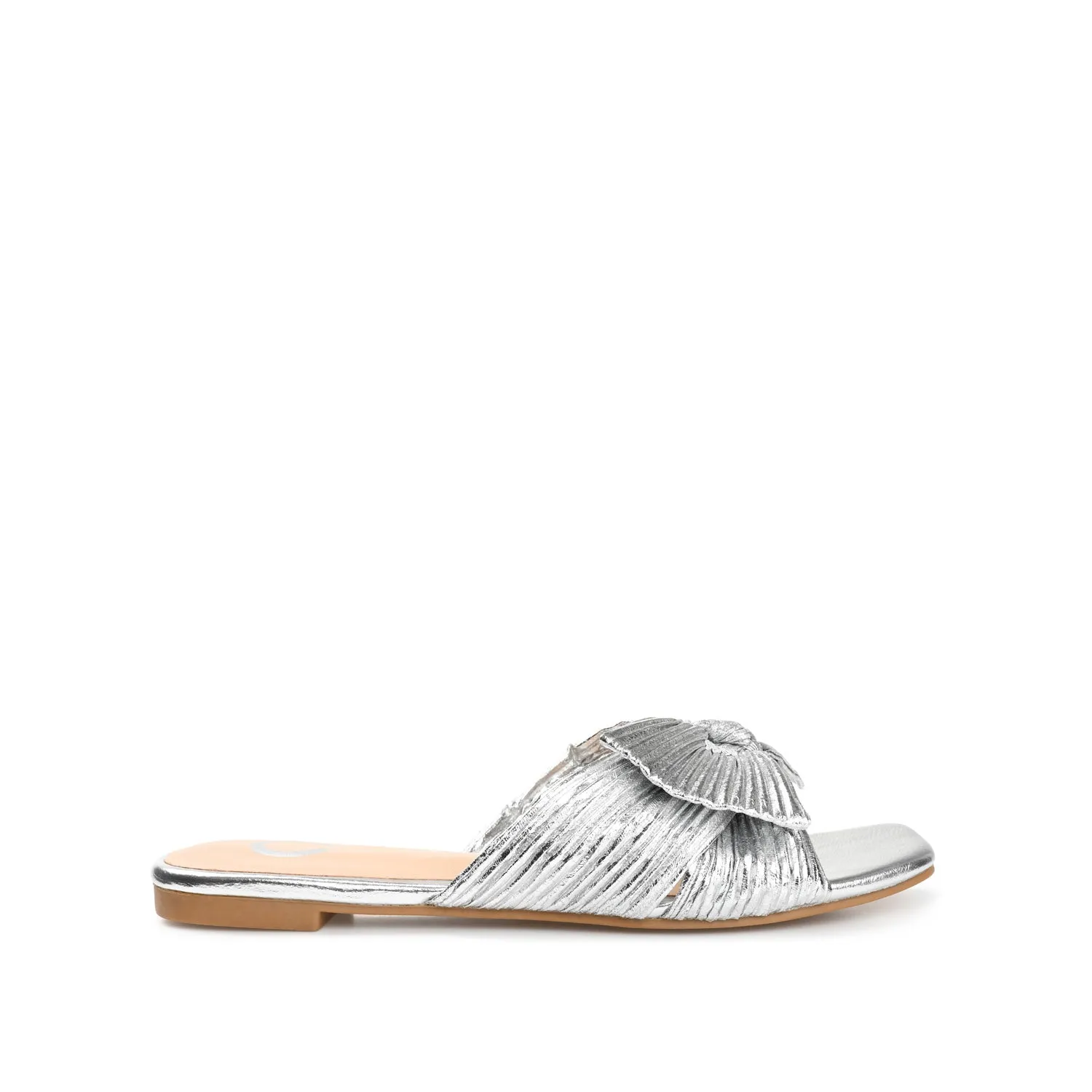 SERLINA PLEATED SLIDE SANDALS IN FOIL camping day