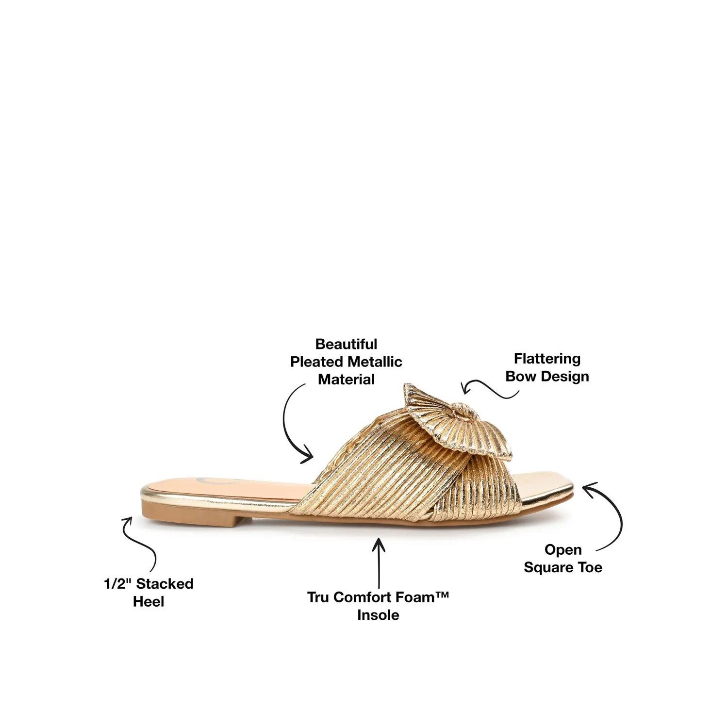 SERLINA PLEATED SLIDE SANDALS IN FOIL camping day