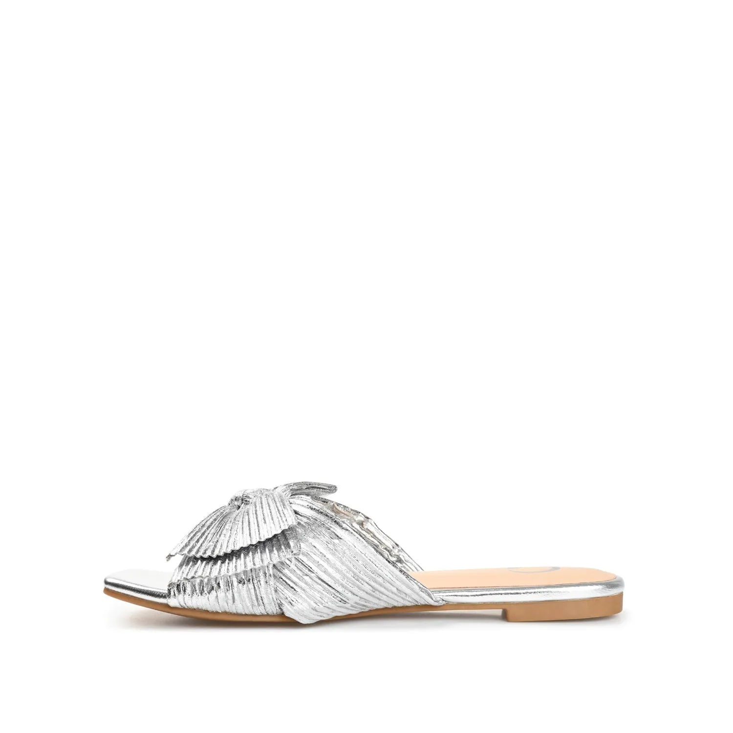 SERLINA PLEATED SLIDE SANDALS IN FOIL camping day