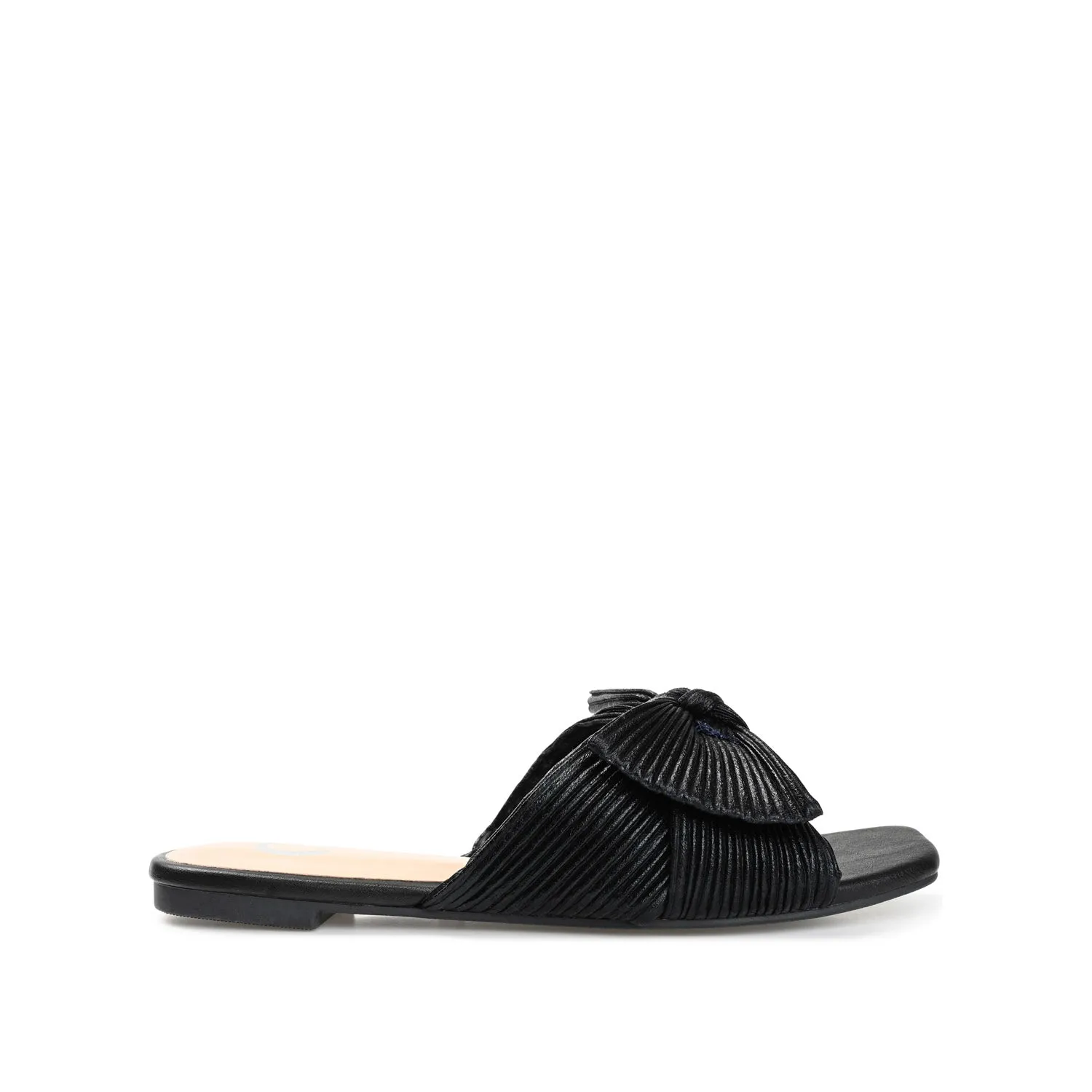 SERLINA PLEATED SLIDE SANDALS IN WIDE easy clean