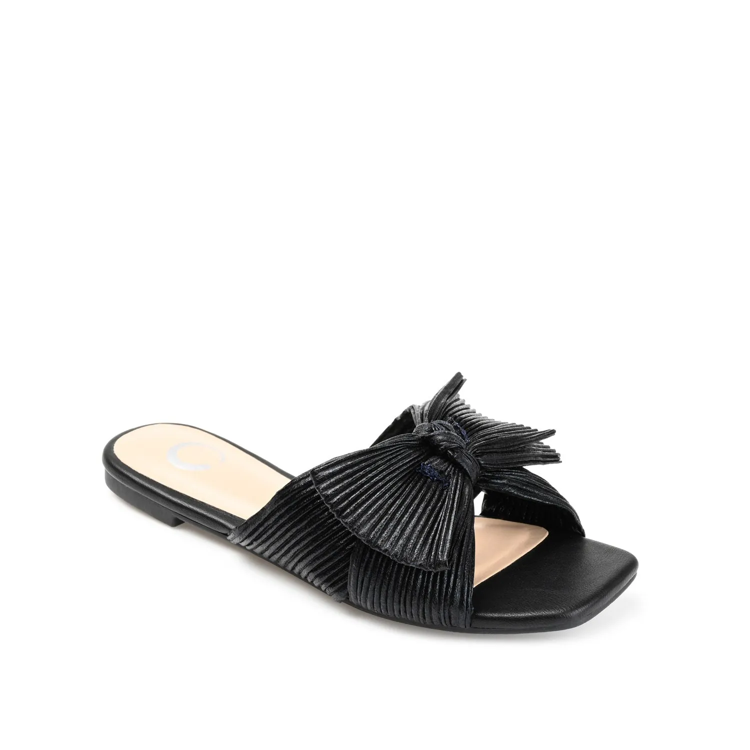 SERLINA PLEATED SLIDE SANDALS IN WIDE easy clean