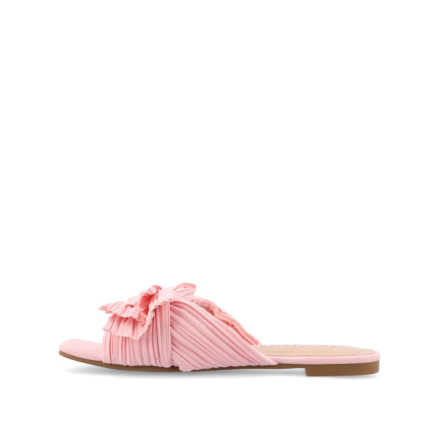 SERLINA PLEATED SLIDE SANDALS IN WIDE easy clean