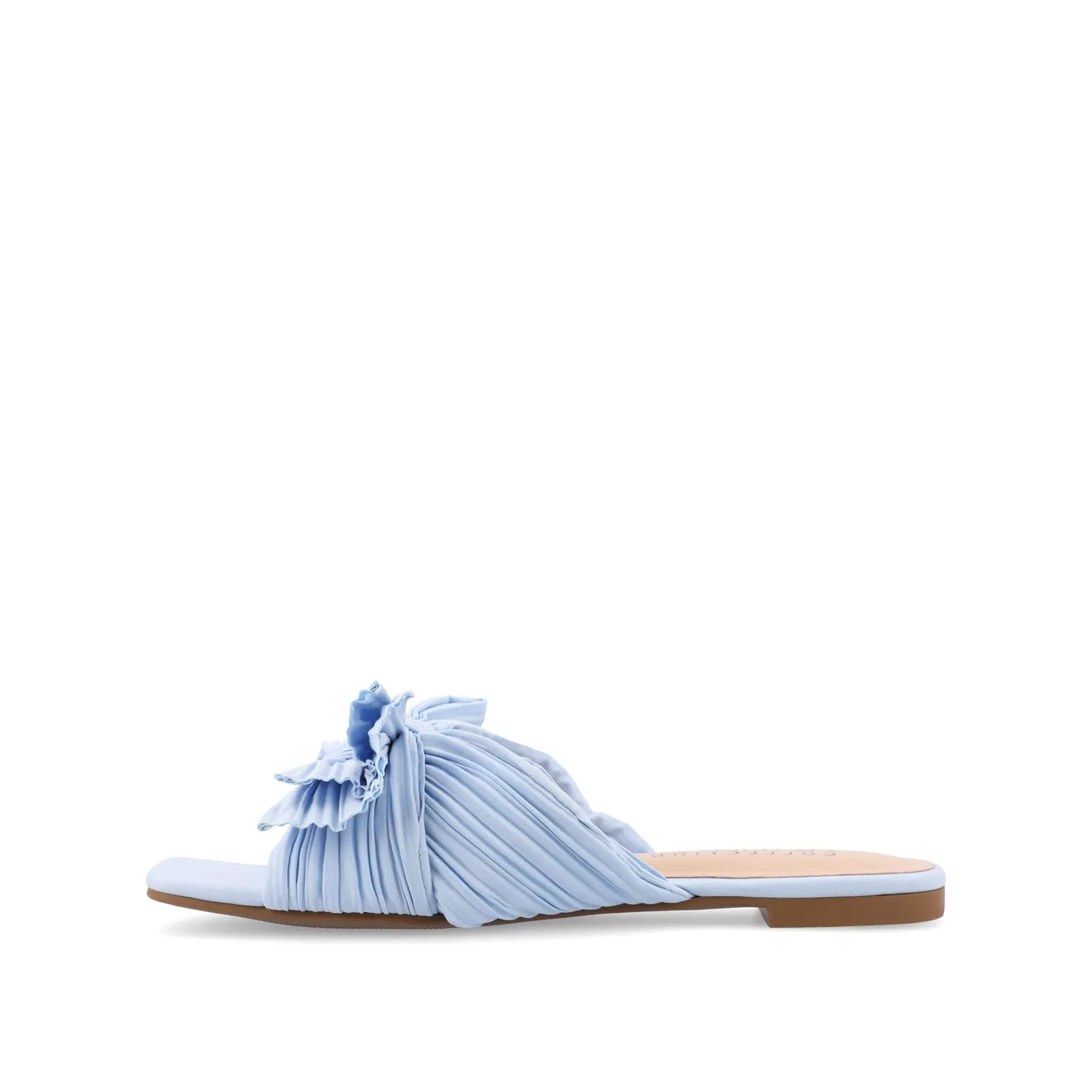 SERLINA PLEATED SLIDE SANDALS IN WIDE easy clean