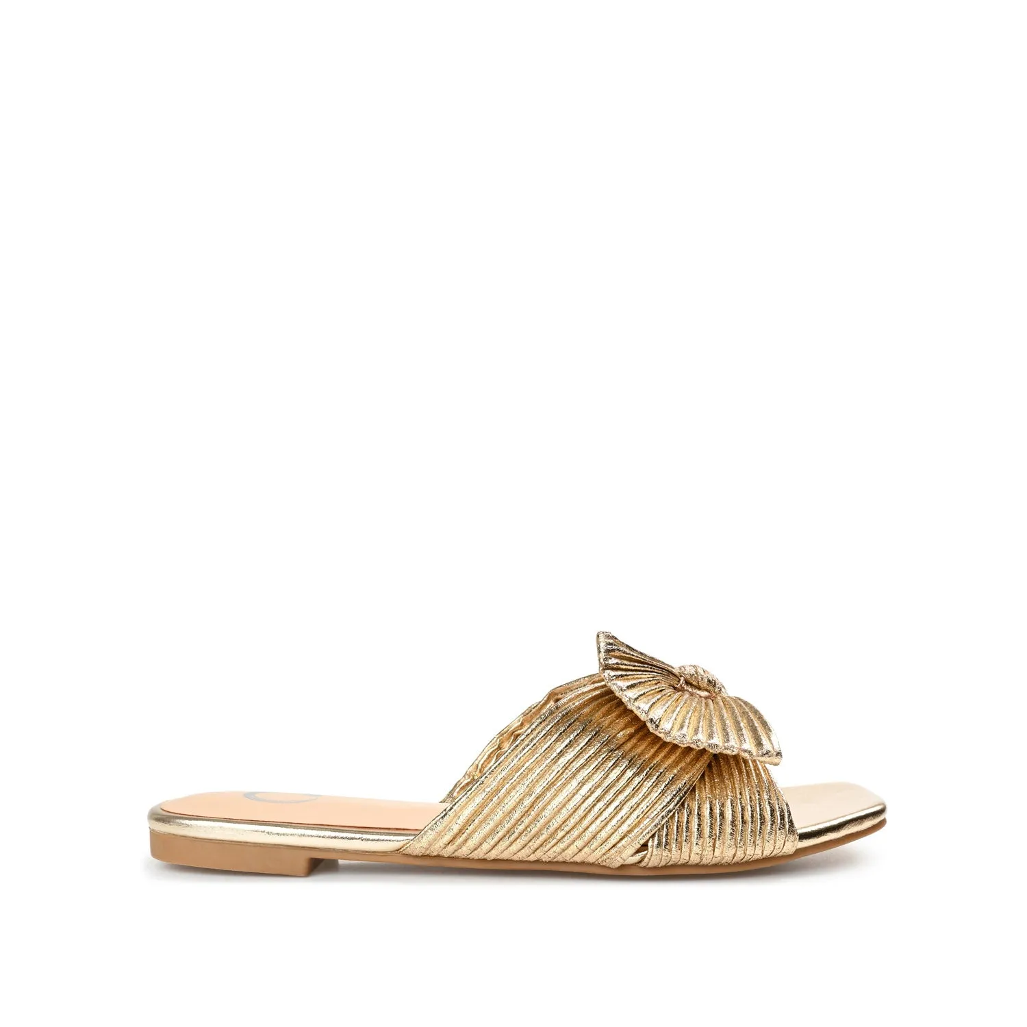 SERLINA PLEATED SLIDE SANDALS IN WIDE easy clean