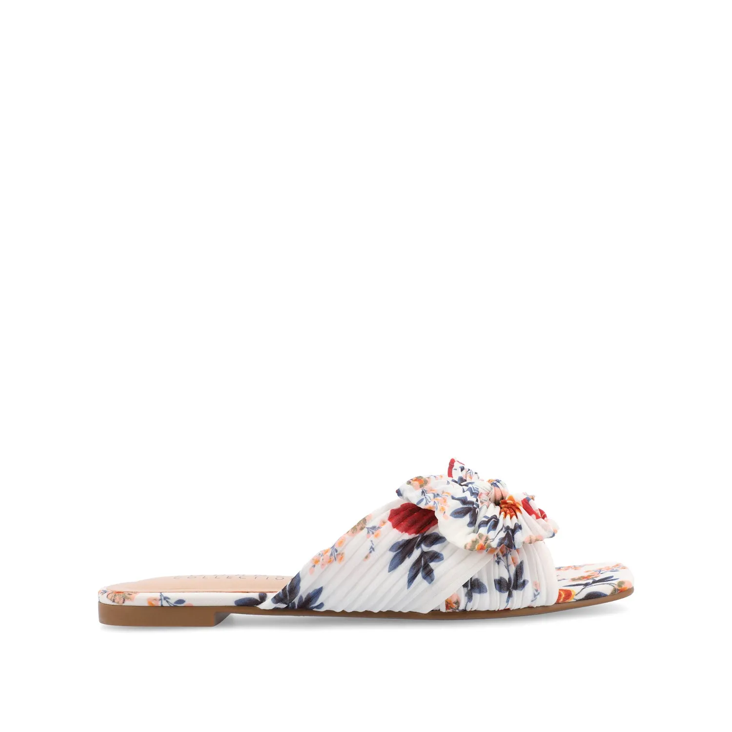 SERLINA PLEATED SLIDE SANDALS IN WIDE easy clean
