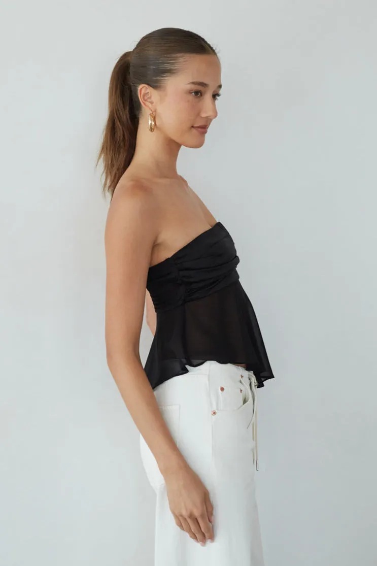 Sharlene Asymmetrical Sheer Top long sleeve