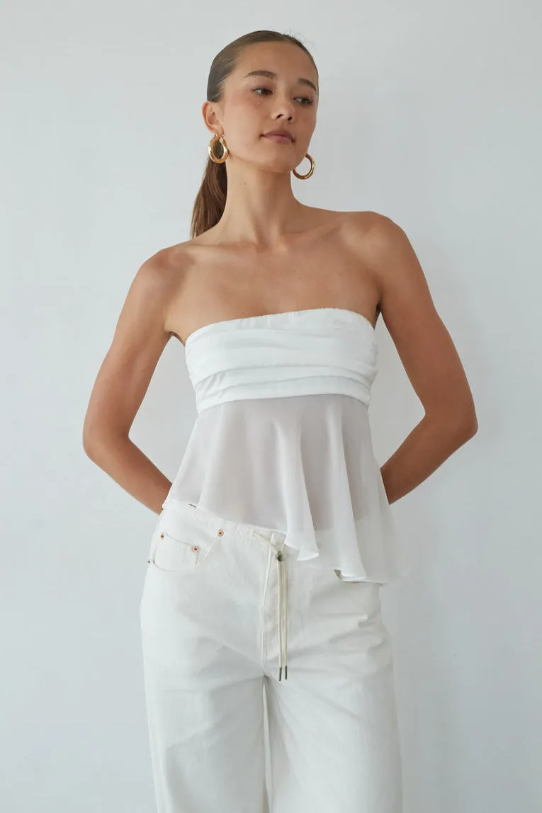 Sharlene Asymmetrical Sheer Top long sleeve