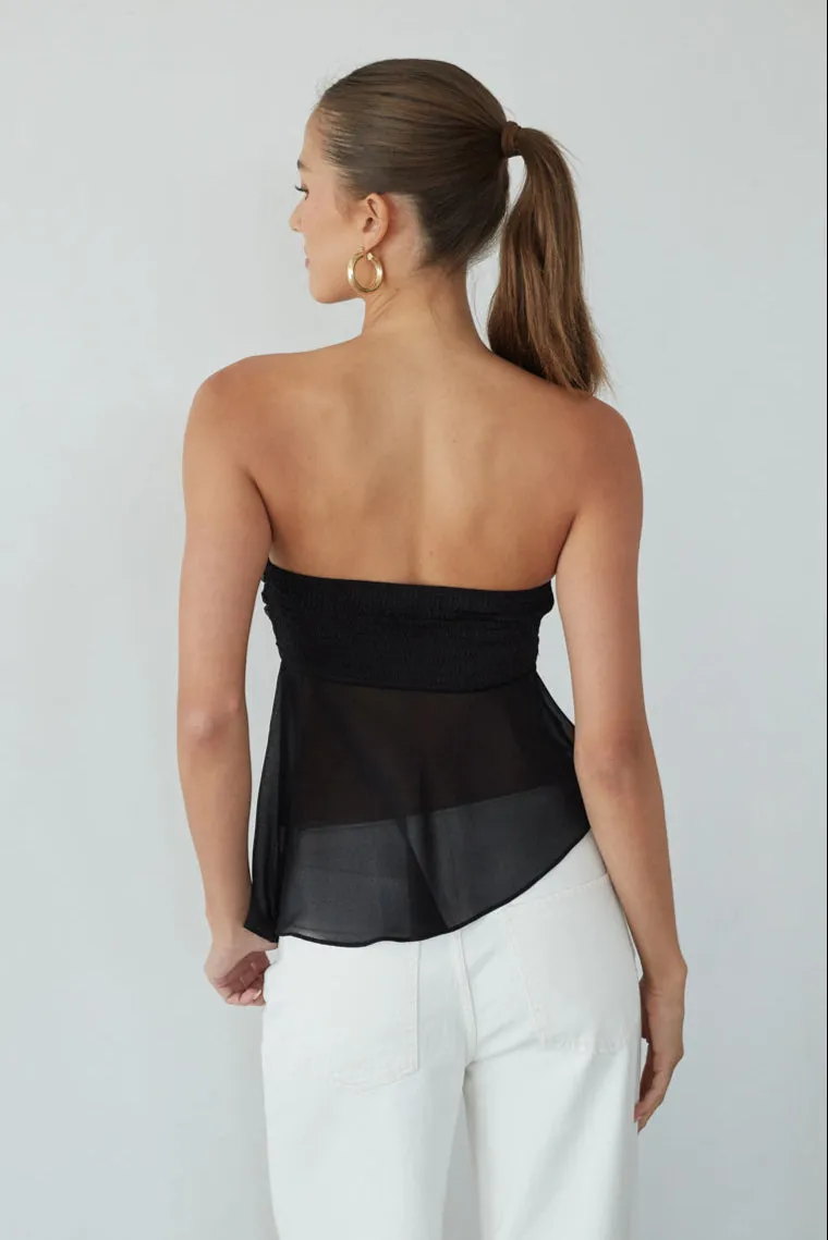 Sharlene Asymmetrical Sheer Top long sleeve
