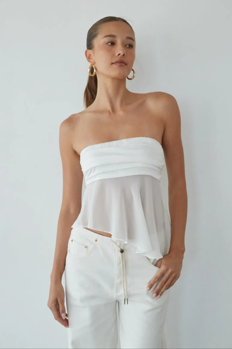 Sharlene Asymmetrical Sheer Top long sleeve