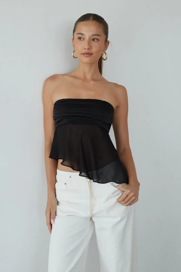 Sharlene Asymmetrical Sheer Top long sleeve