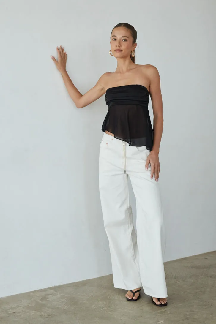 Sharlene Asymmetrical Sheer Top long sleeve