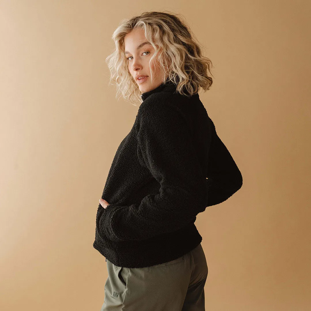 Sherpa 1/4 Zip, Black boxy cut