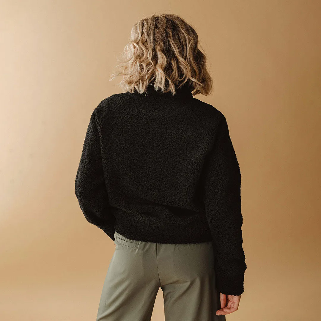 Sherpa 1/4 Zip, Black boxy cut