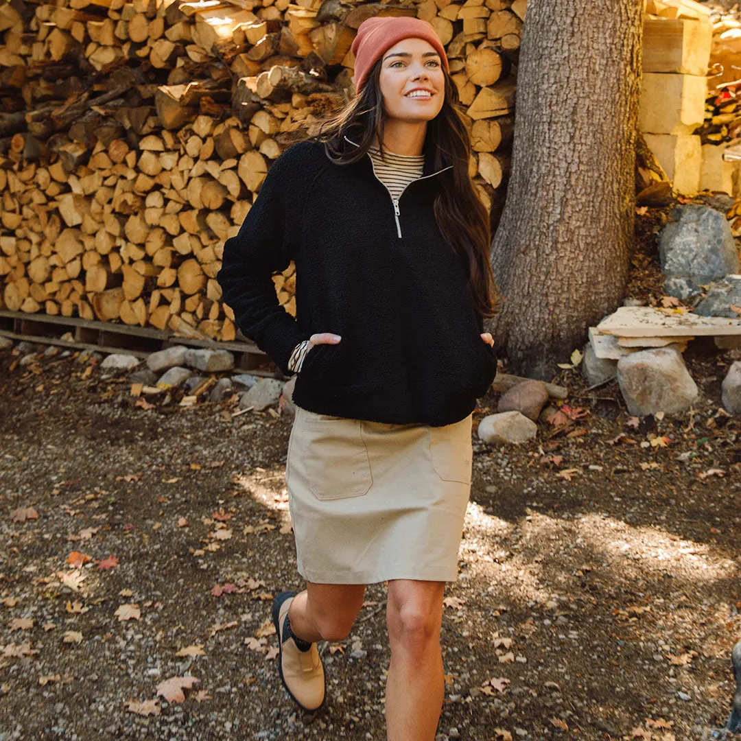 Sherpa 1/4 Zip, Black boxy cut
