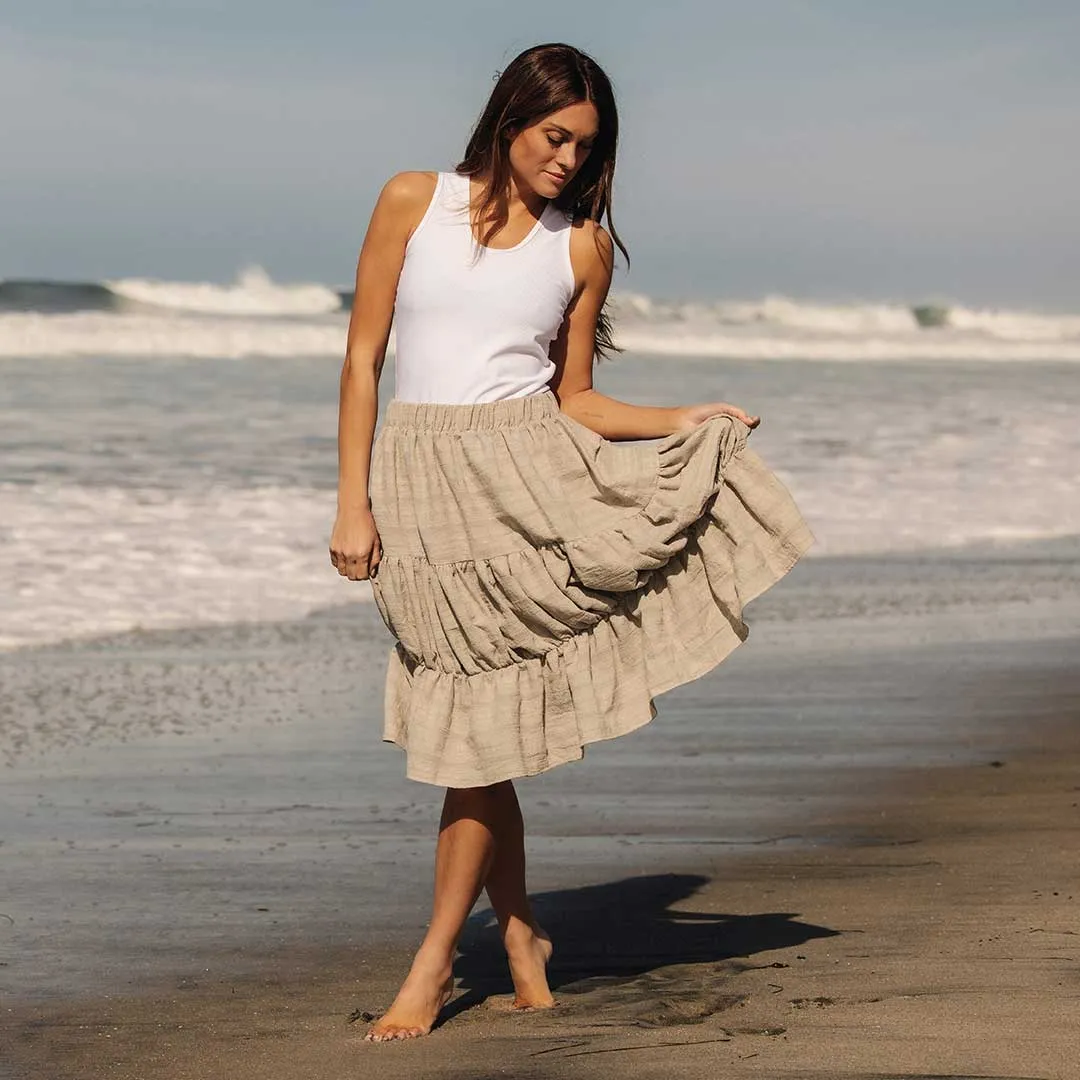 Short Tiered Skirt, Dune spa air