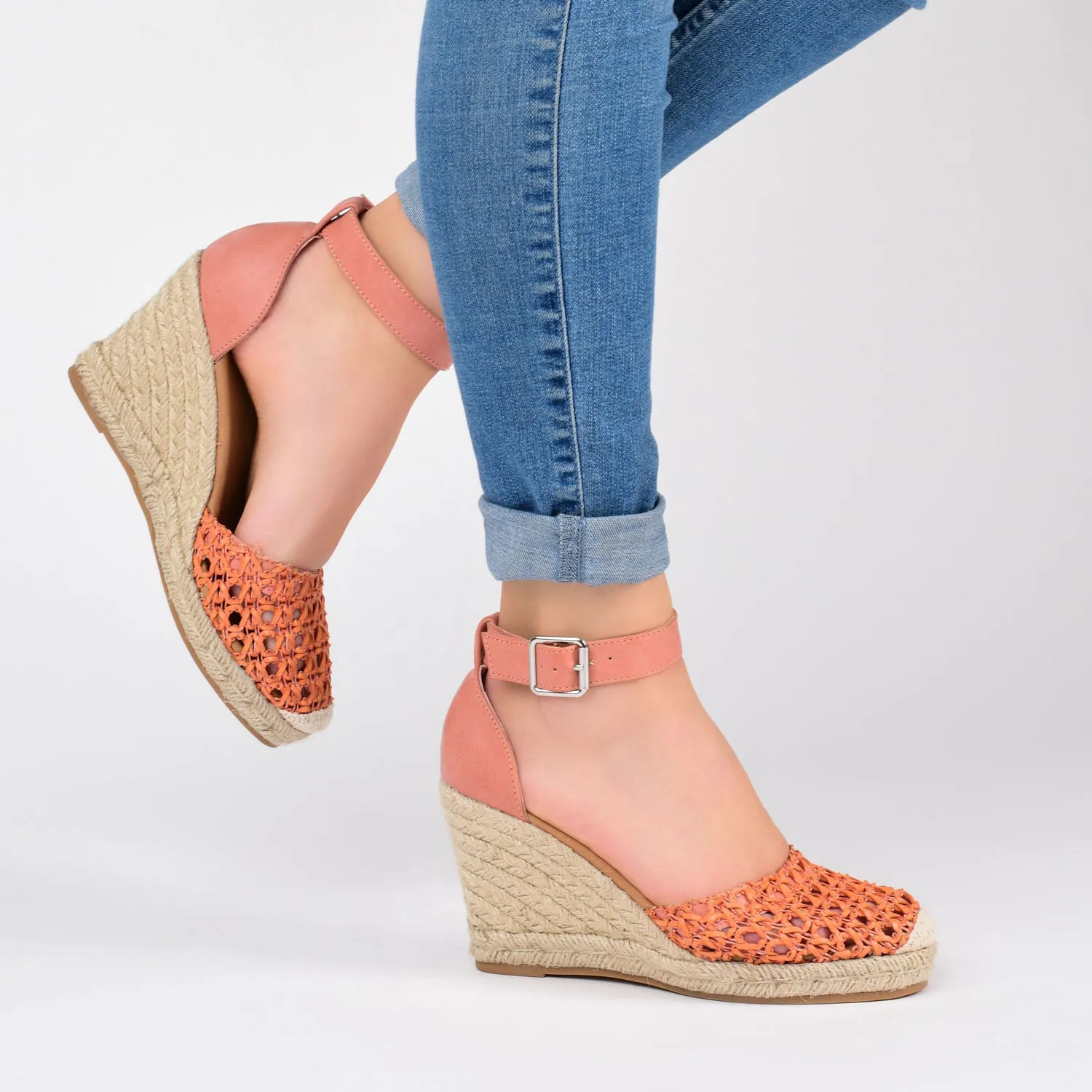 SIERRA WEDGE SANDALS IN FAUX LEATHER heel low