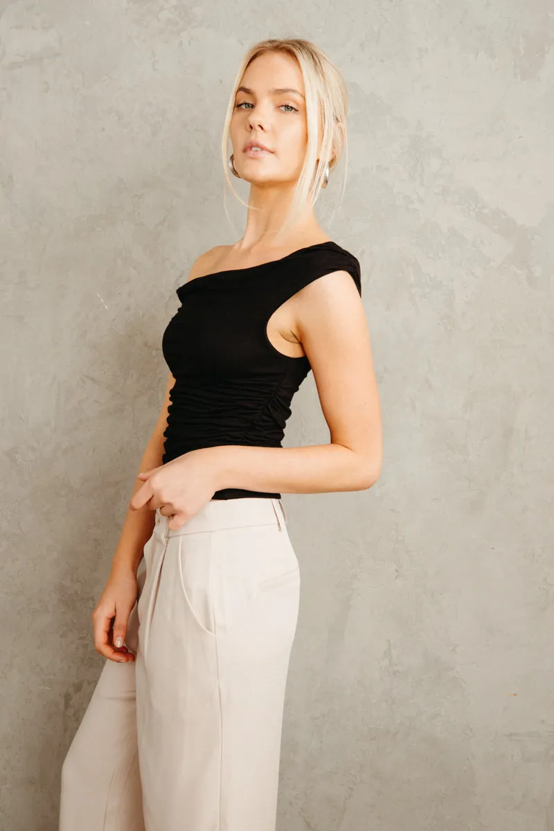 Simone Asymmetrical Twist Top tie shoulder