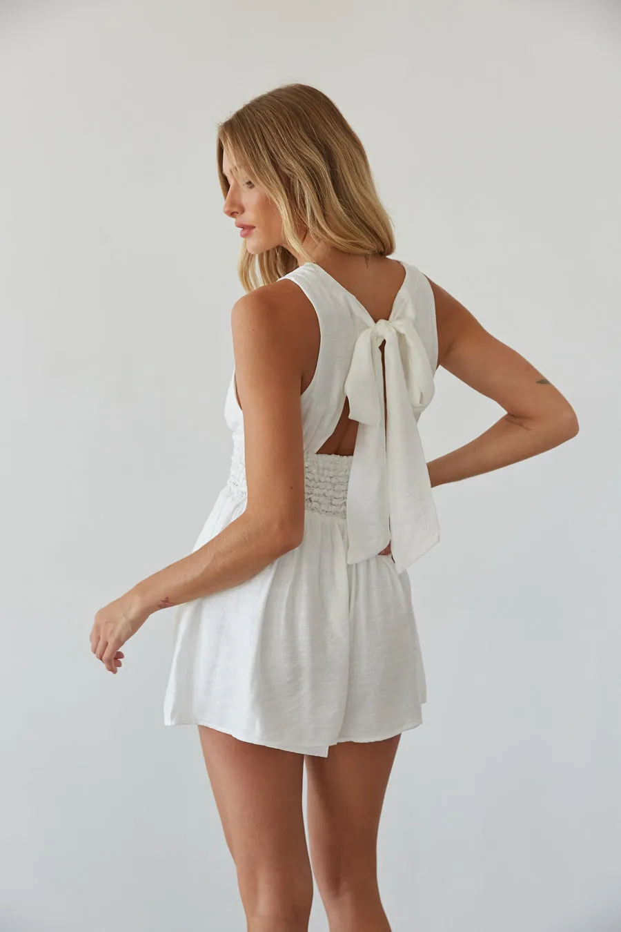 Skyla Tie Back Romper silk touch