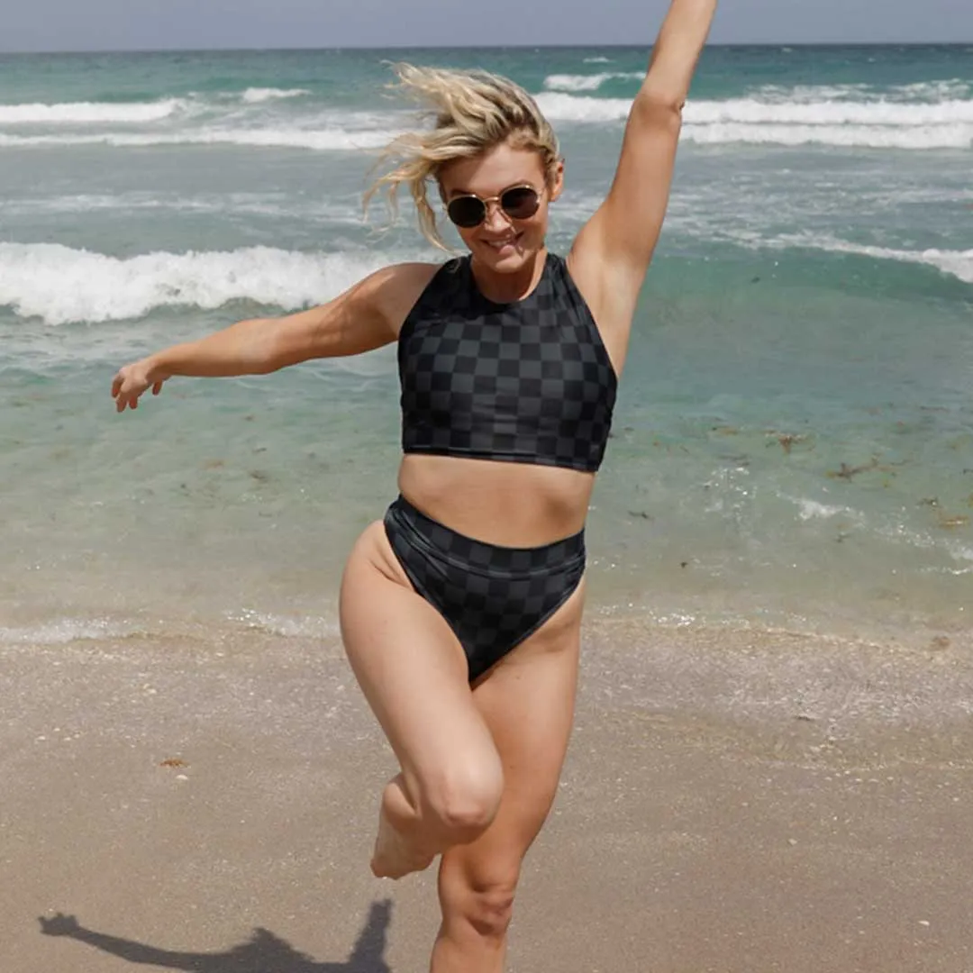Slate Check Almost Cheeky Bottoms swim safe