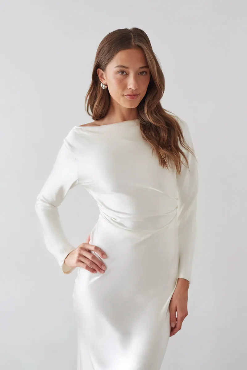 Sofia Open Back Satin Maxi Dress grace touch