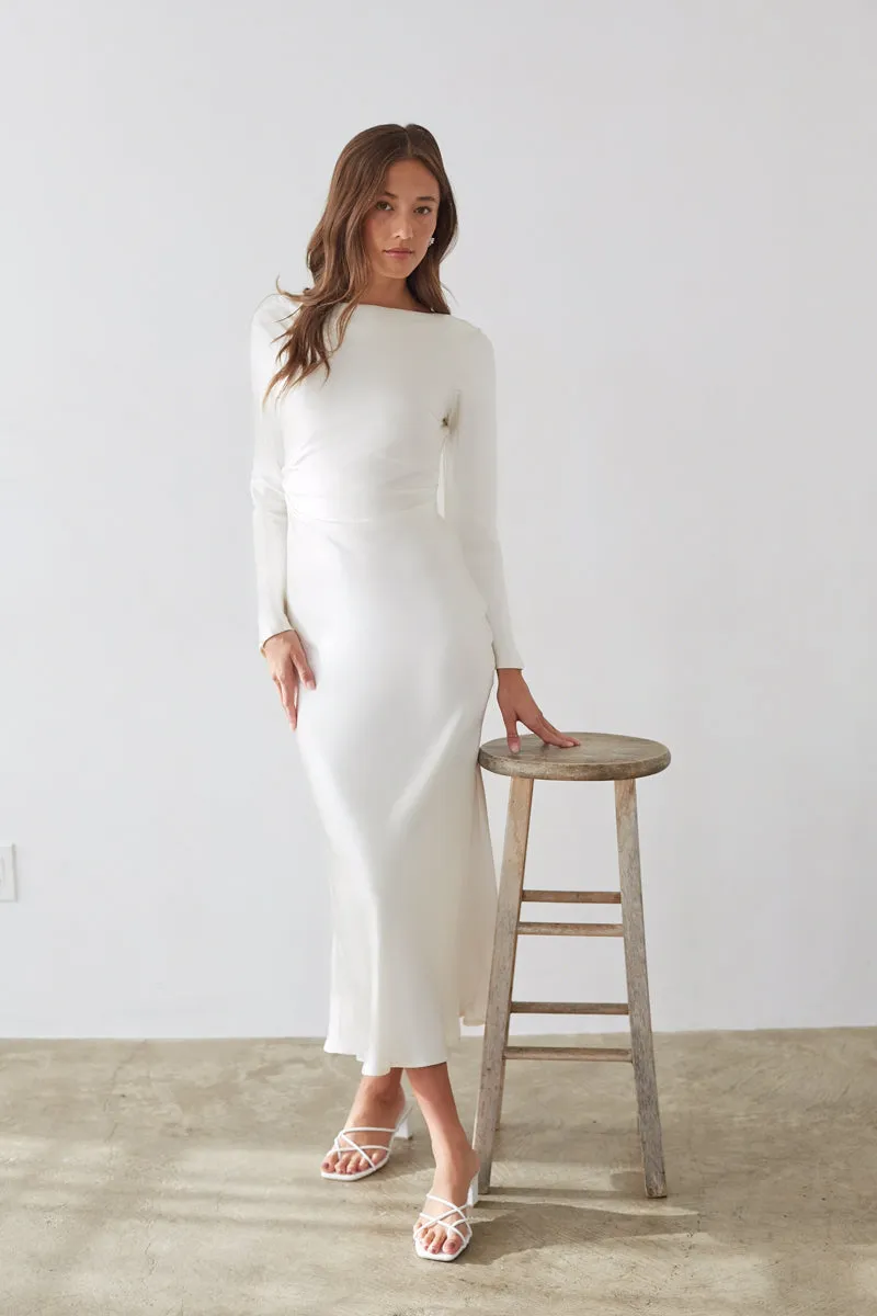 Sofia Open Back Satin Maxi Dress grace touch