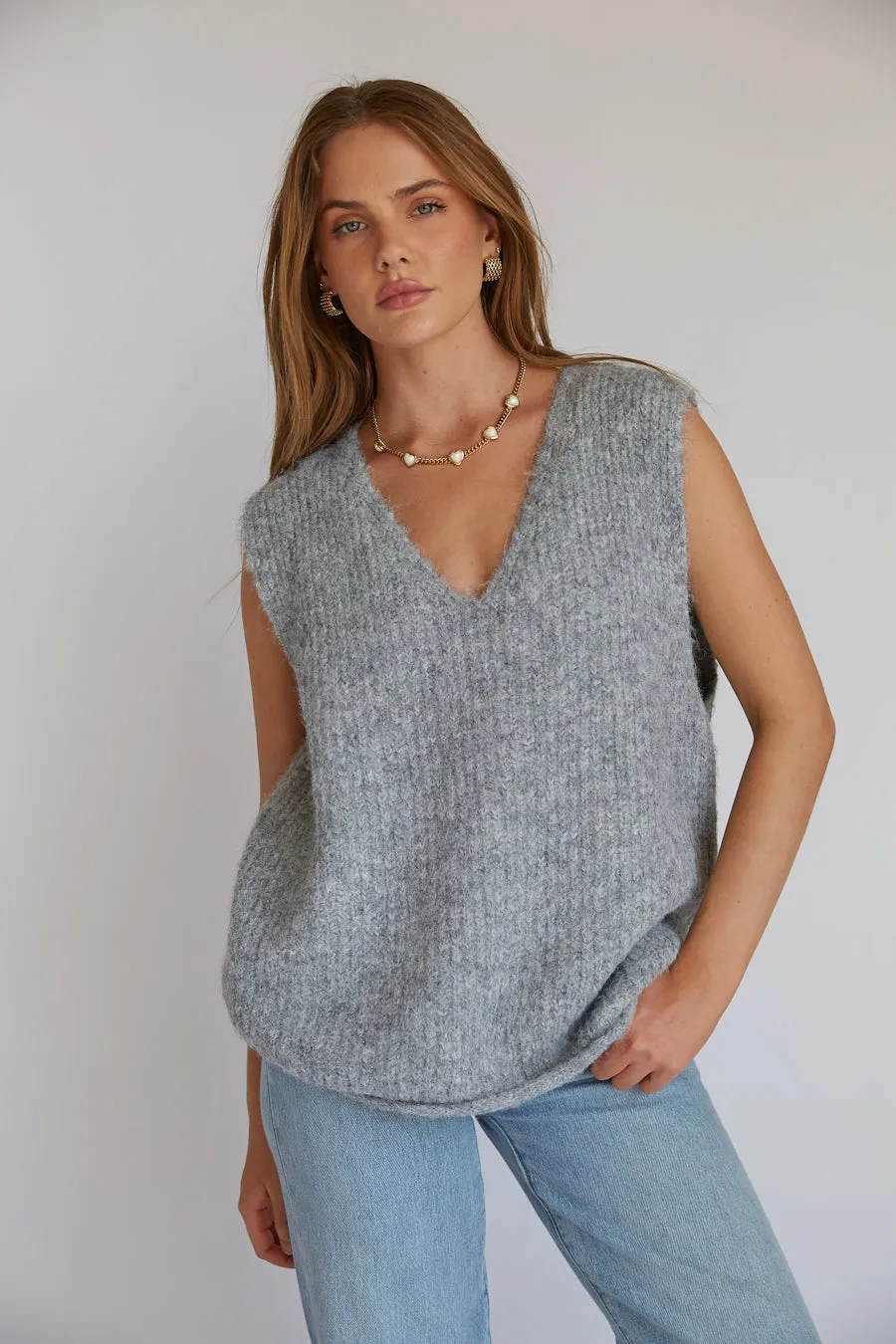 Spencer Wool Sweater Vest satin shine