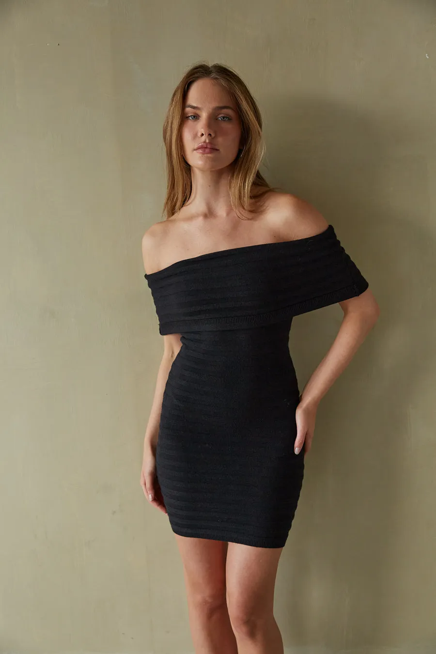 Stassi Off the Shoulder Bodycon Mini Dress grab go